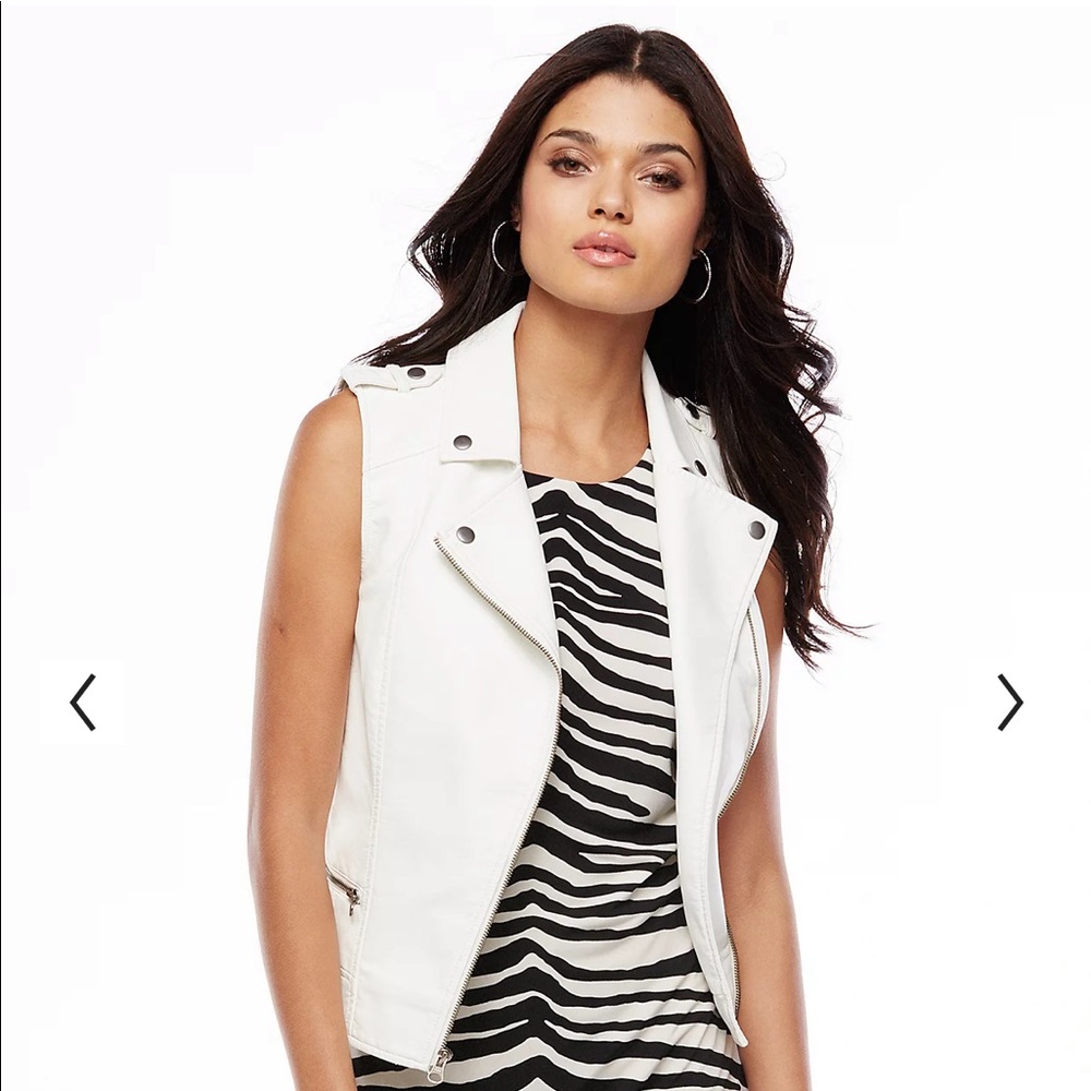 Jennifer Lopez White Faux Leather Vest